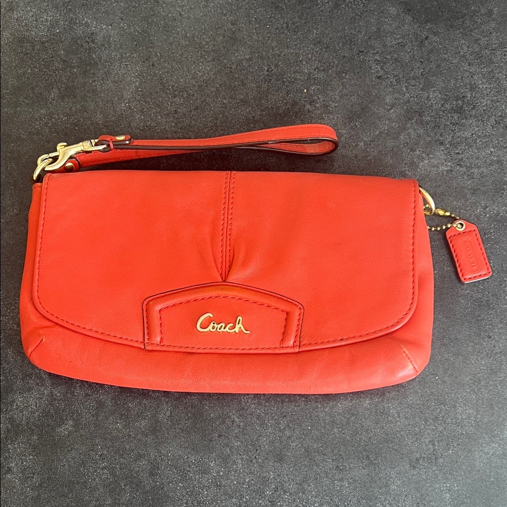 Coach Leather Clutch in Persimmon